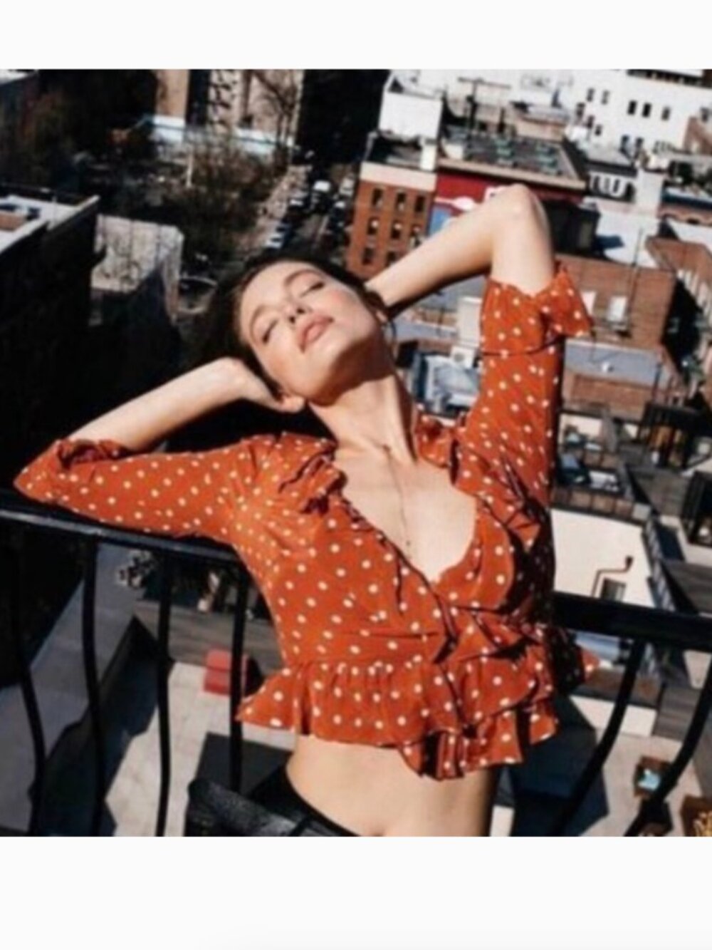 Realisation Par Cher Silk Polka Dot Cropped Blouse